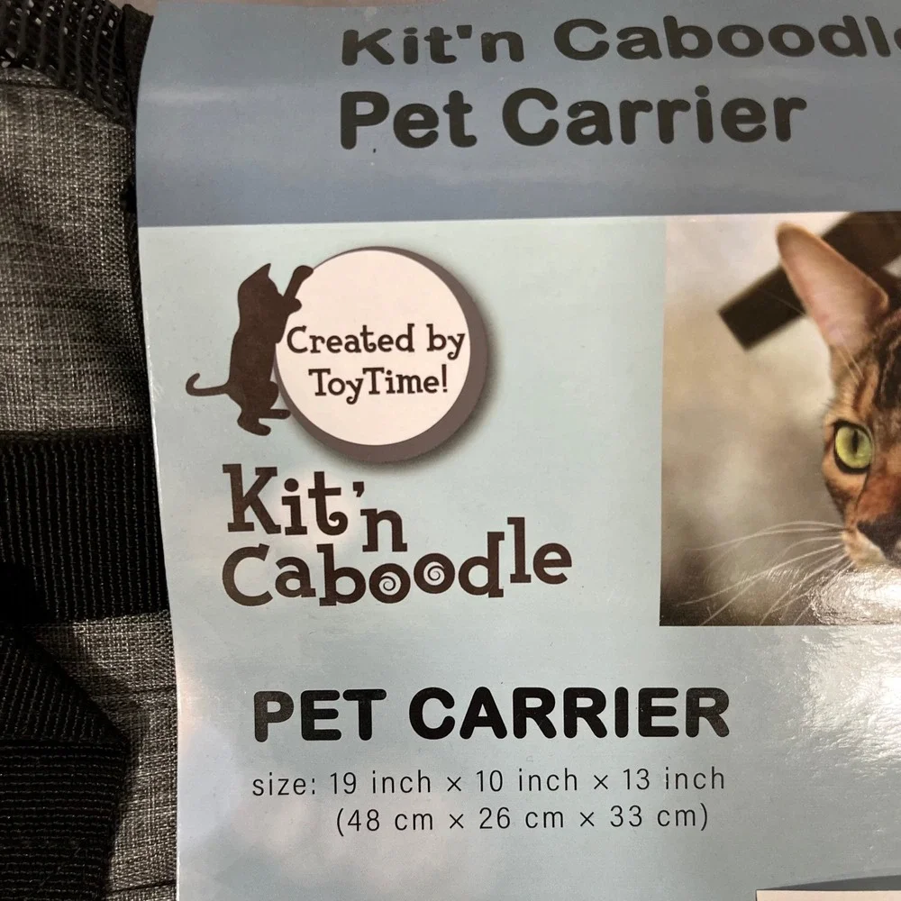 Kit'n Caboodle ToyTime Pet Carrier Gray Soft Sided Travel Bag 19x10x13 NEW